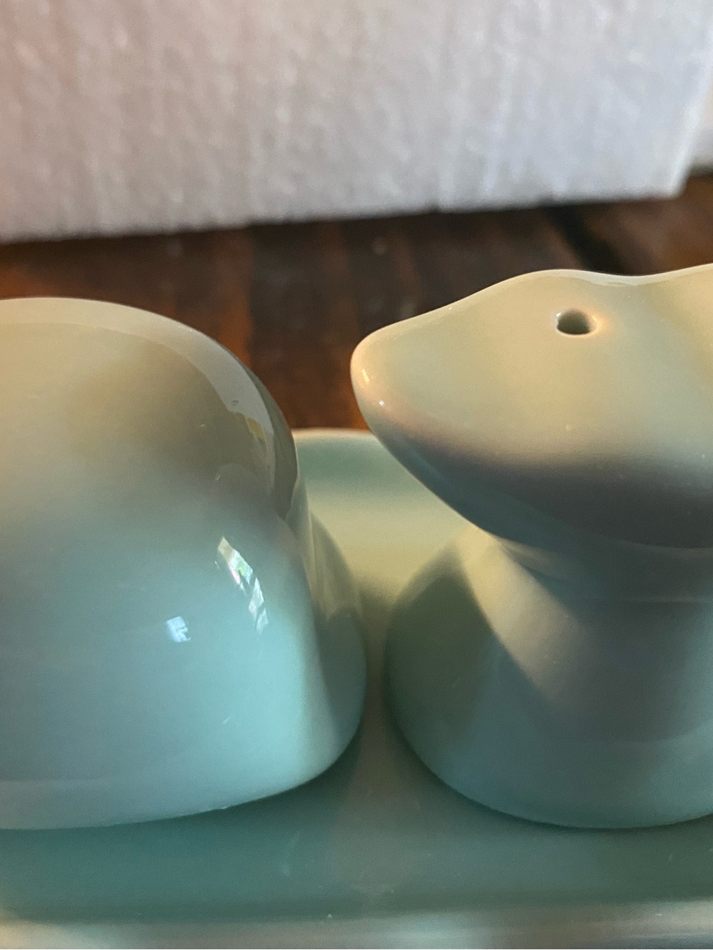 Creative Co-Op Sea Glass Green Ceramic Salt & Pepper Set Whale